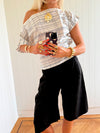 Scandivv off shoulder-top med tern - Hvid/navy