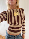 Scandivv tætsiddende bluse med glitter - Brun/guld