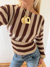 Scandivv tætsiddende bluse med glitter - Brun/guld