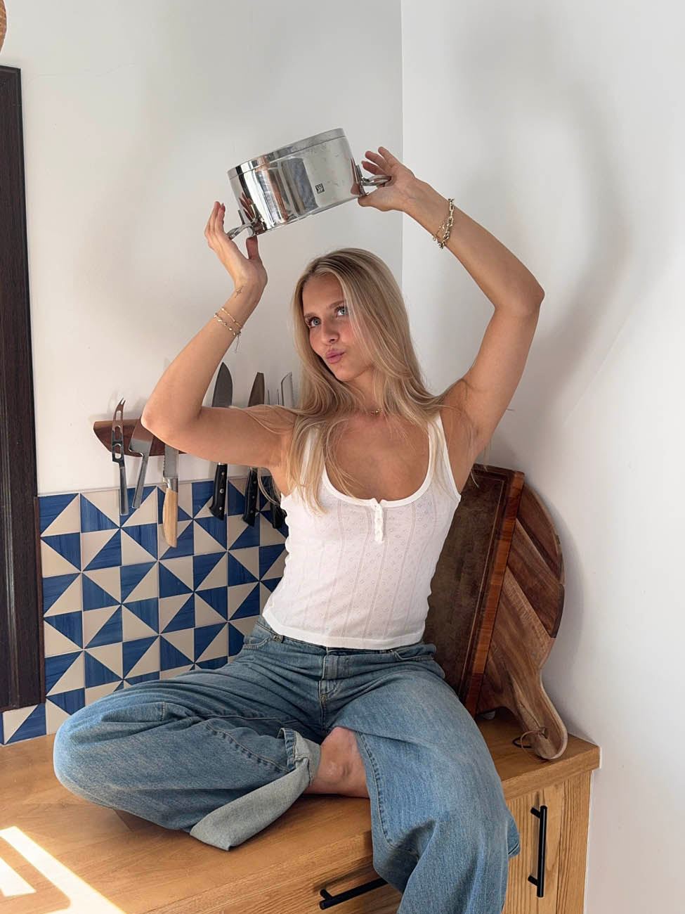 Gatulina tanktop med knapper - Hvid
