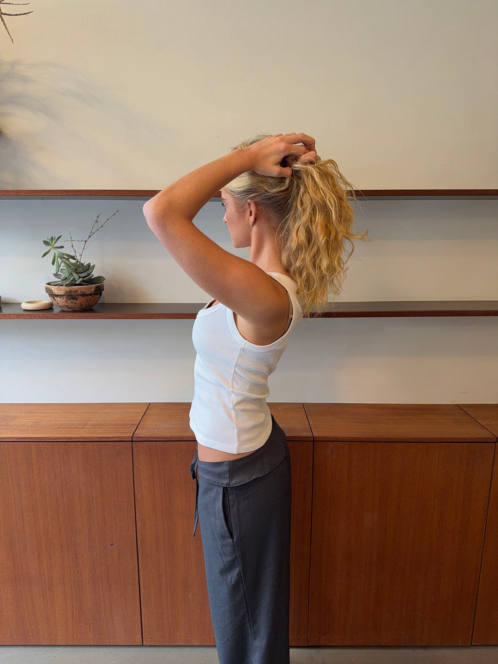 Beate tanktop i rib - Hvid