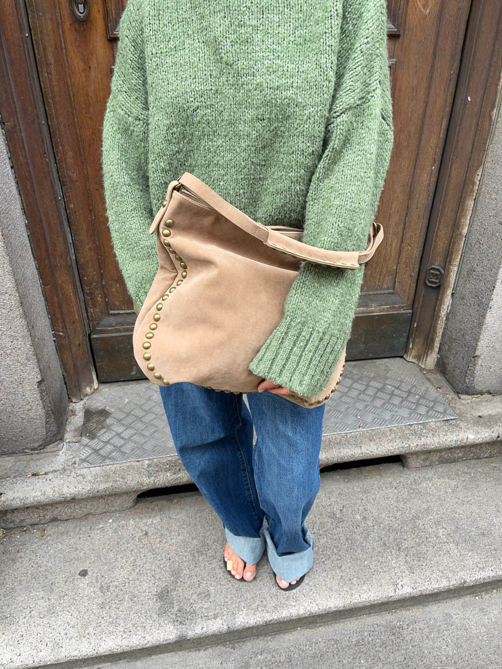 Ibi taske med nitter - Beige