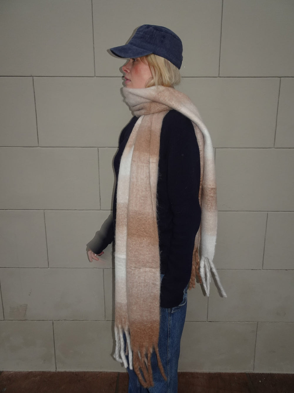 Gale tørklæde - Hvid/beige