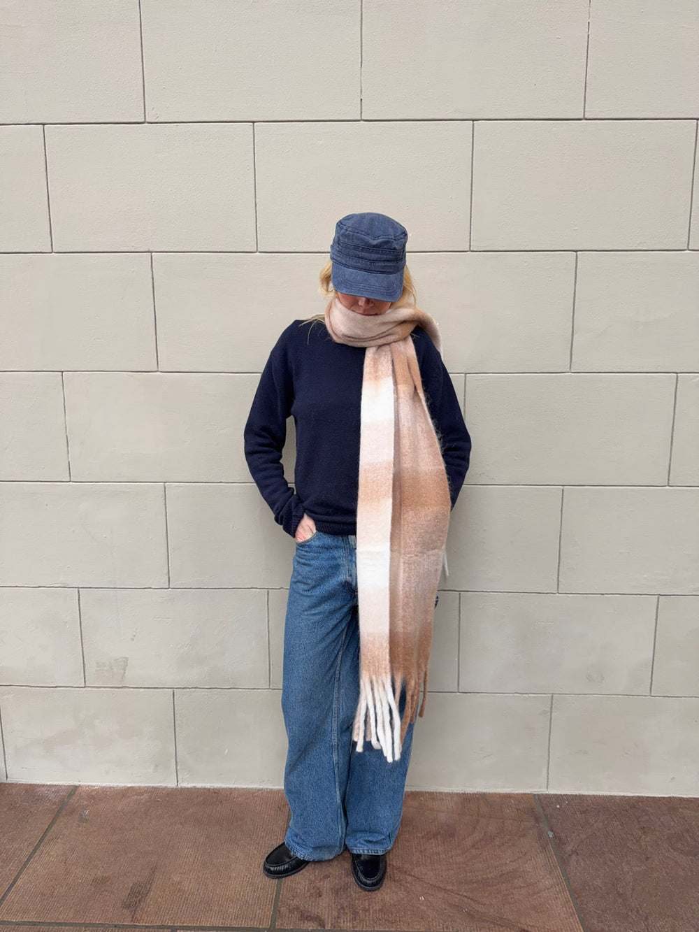 Gale tørklæde - Hvid/beige