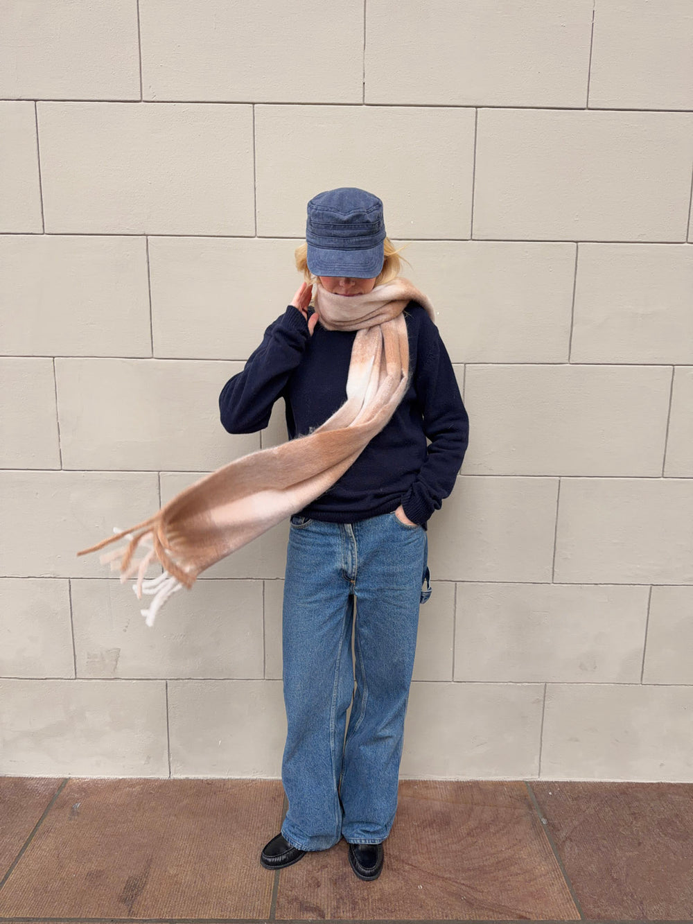 Gale tørklæde - Hvid/beige