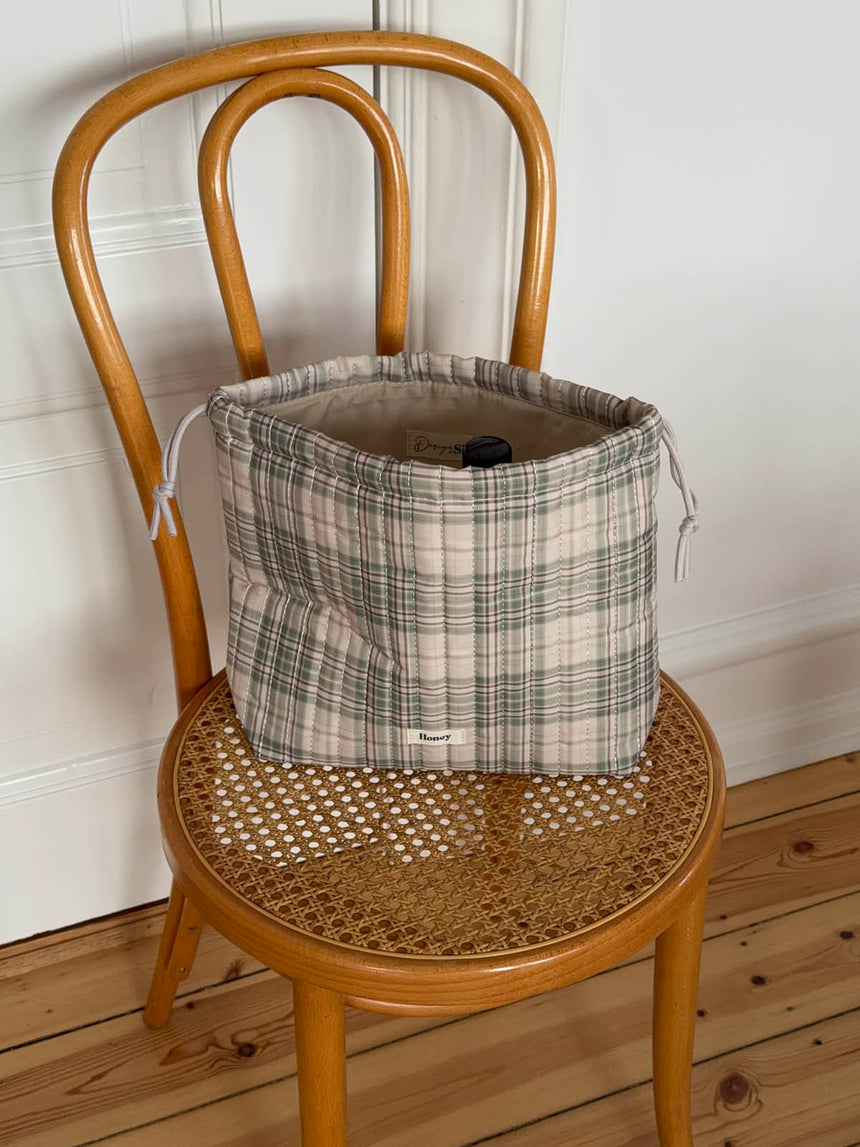 Honey toilettaske med tern - Beige/grøn