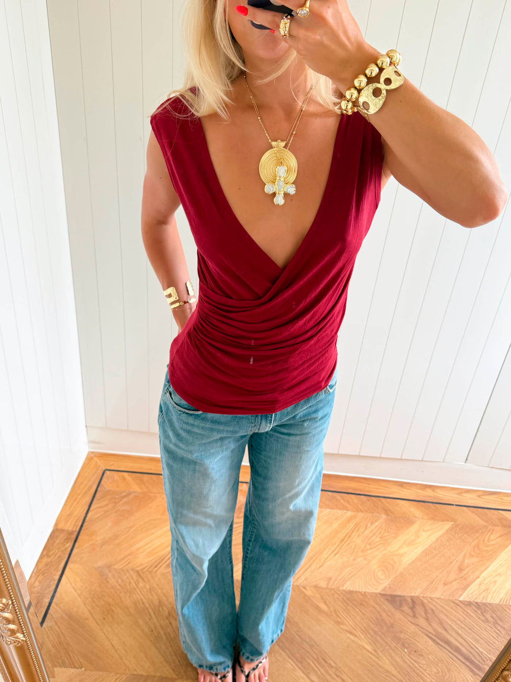 Scandivv v-neck top - Rød