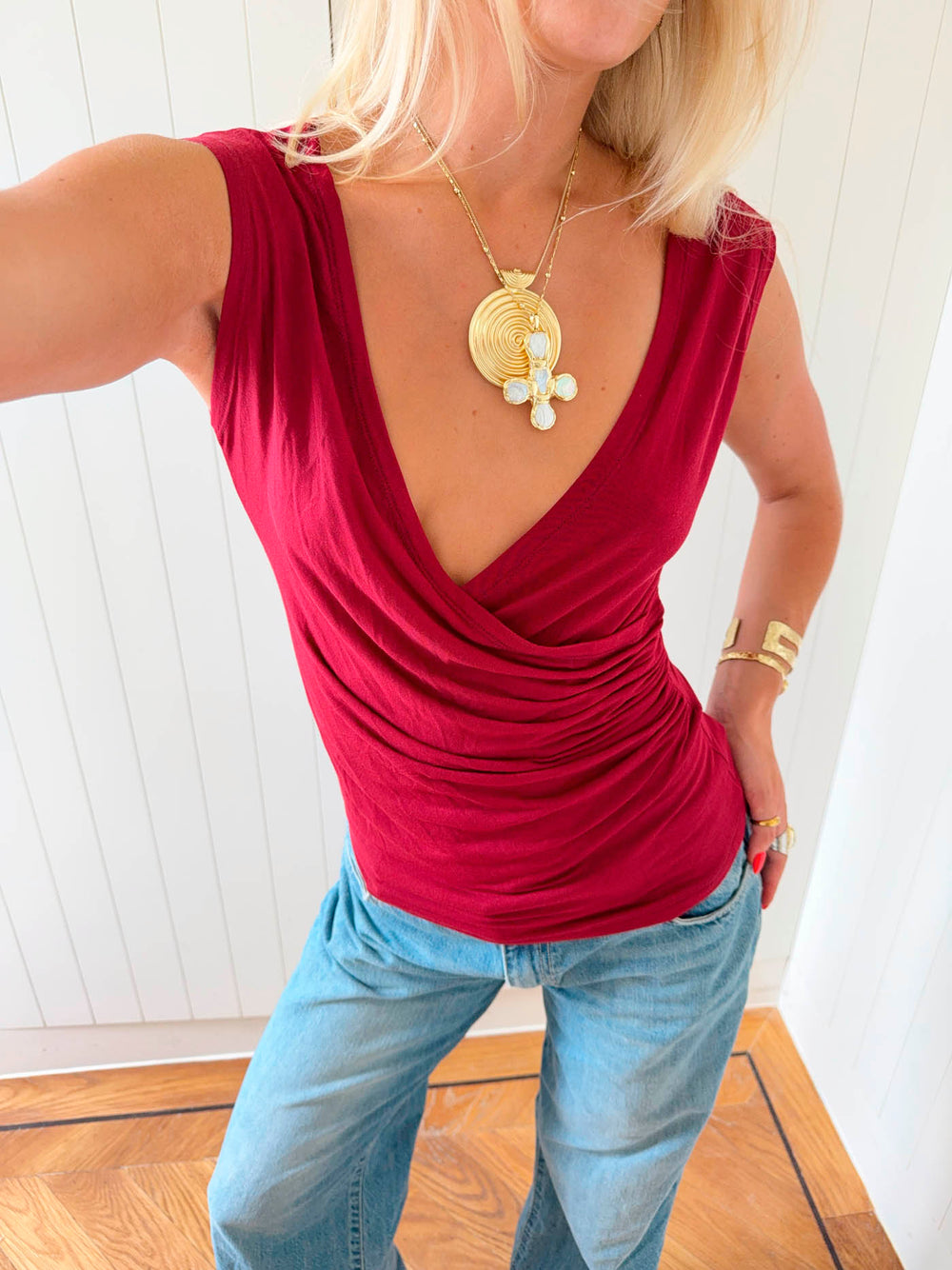 Scandivv v-neck top - Rød