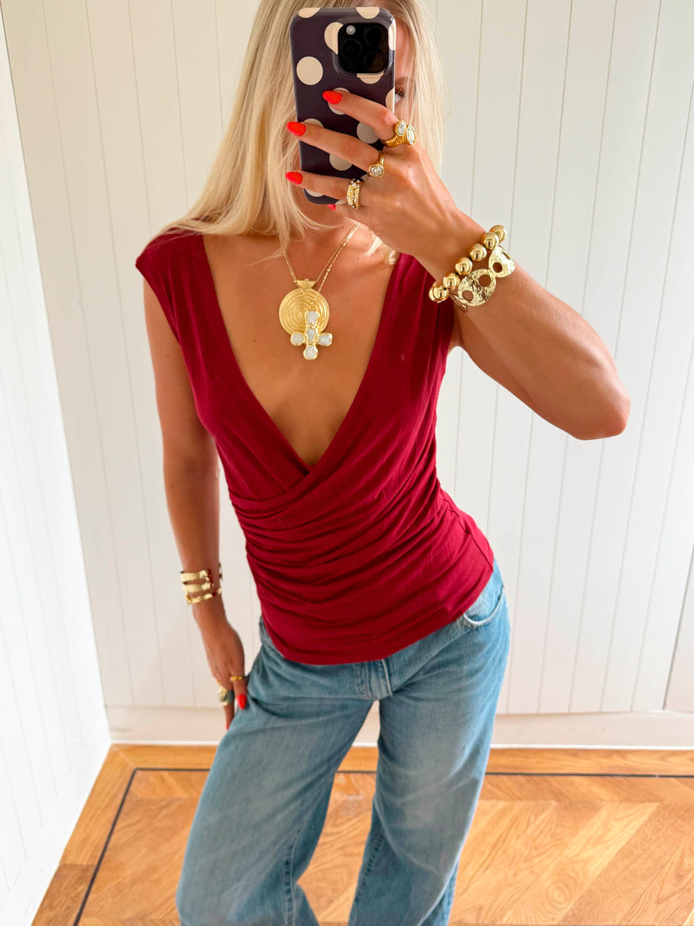 Scandivv v-neck top - Rød