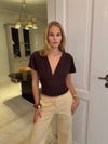 Amelia v-neck top - Brun