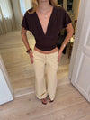 Amelia v-neck top - Brun