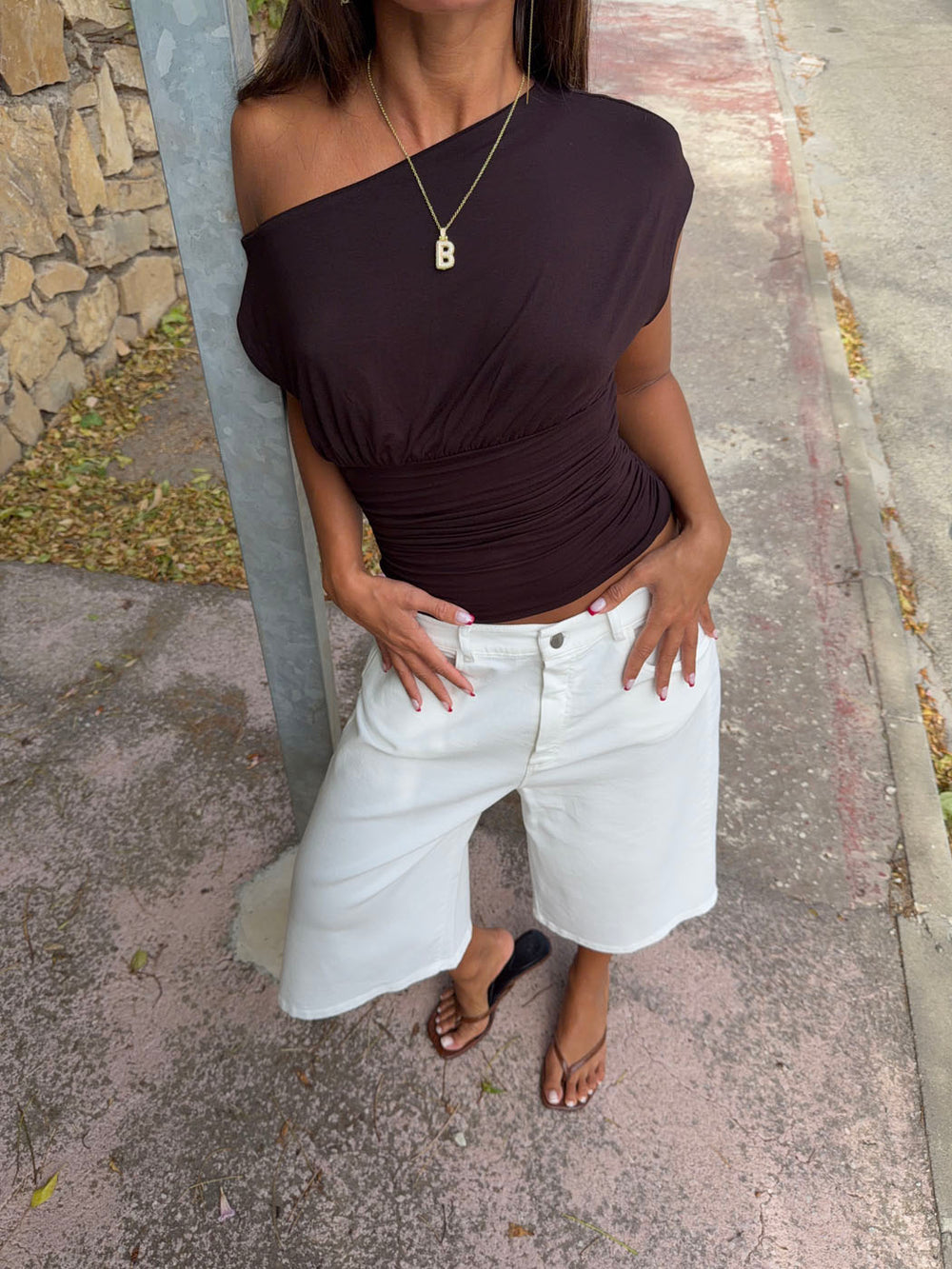 Islabella figursyet top - Brun