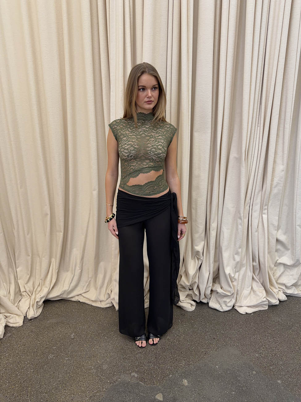 Marisole top i blonde - Kaki