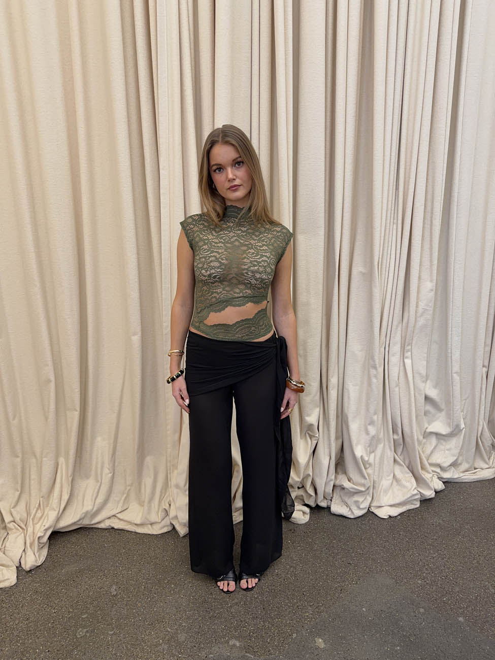 Marisole top i blonde - Kaki