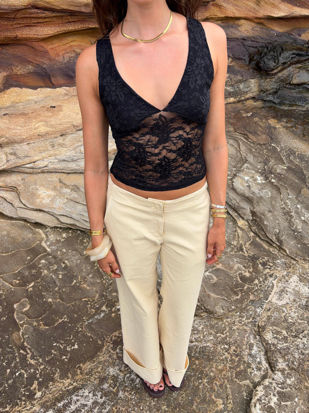 Yana top i blonde - Sort