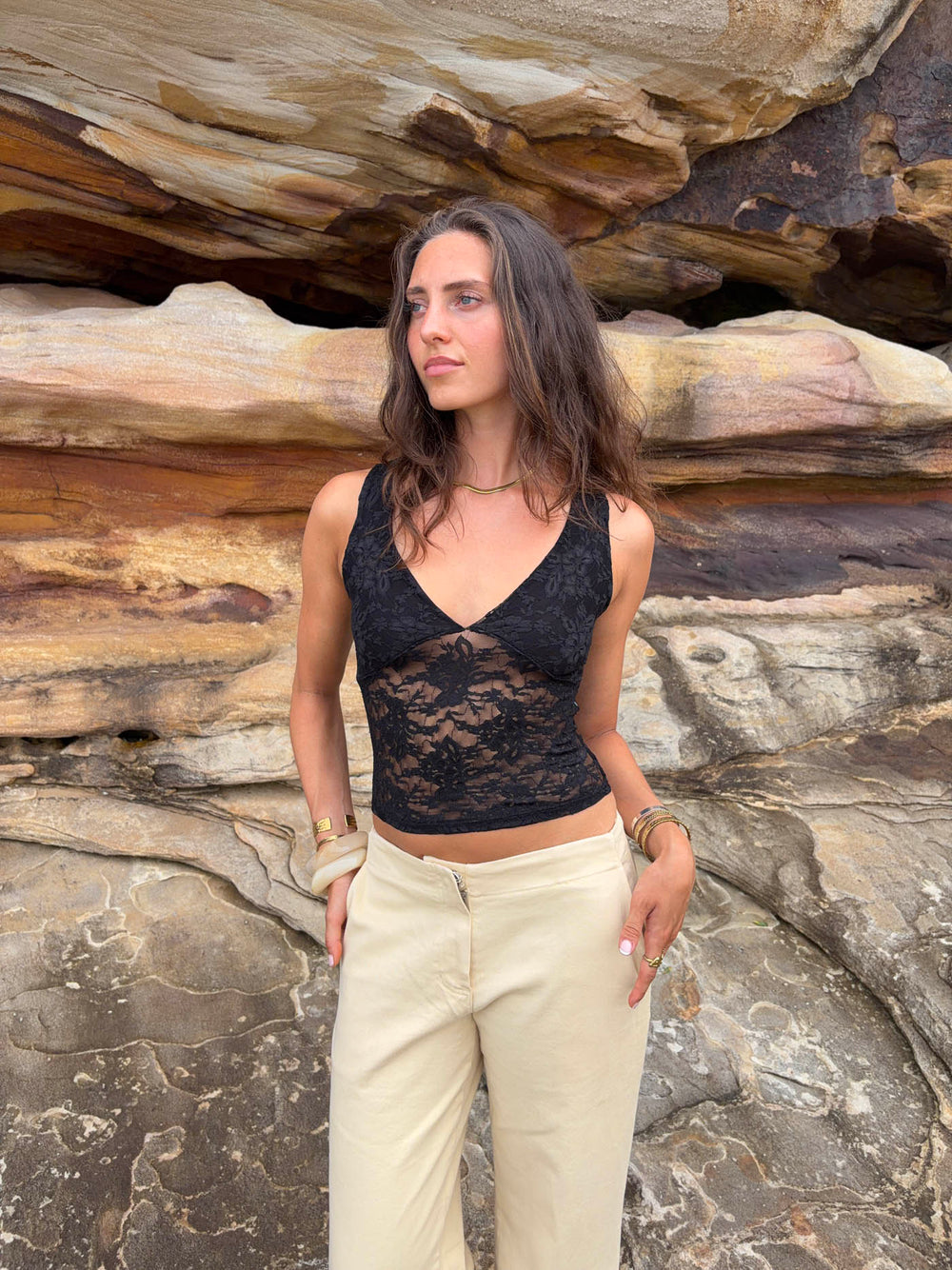 Yana top i blonde - Sort