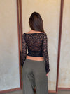 Carla off shoulder bluse i blonde - Sort