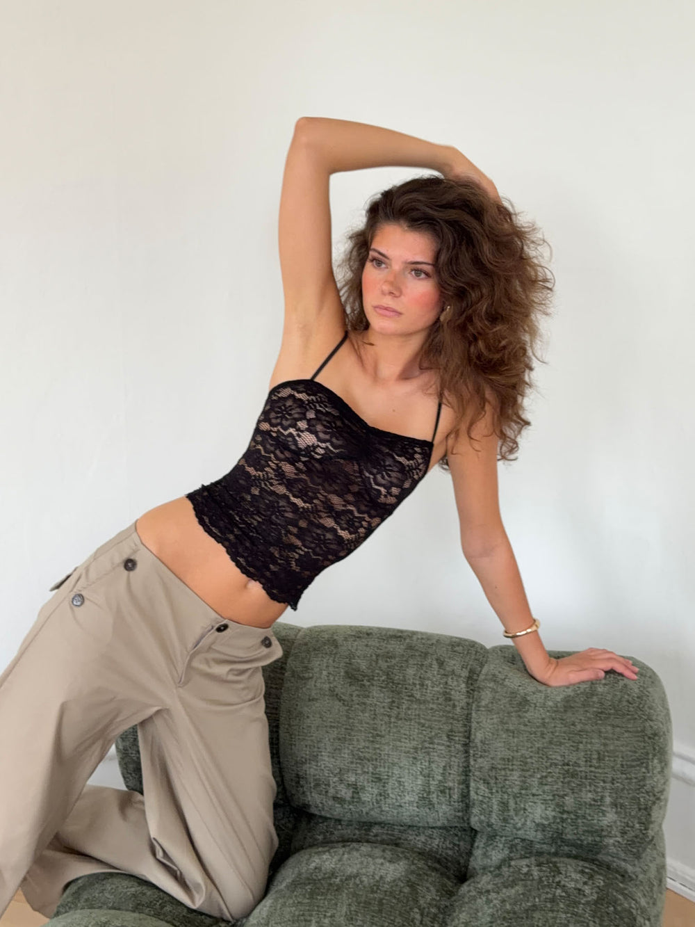 Solveig top i blonder - Sort