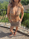 Axelle top med blomster - Orange/multifarvet