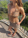 Axelle top med blomster - Orange/multifarvet