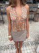 Axelle top med blomster - Orange/multifarvet