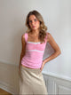 Mandaline top med blondedetalje - Pink