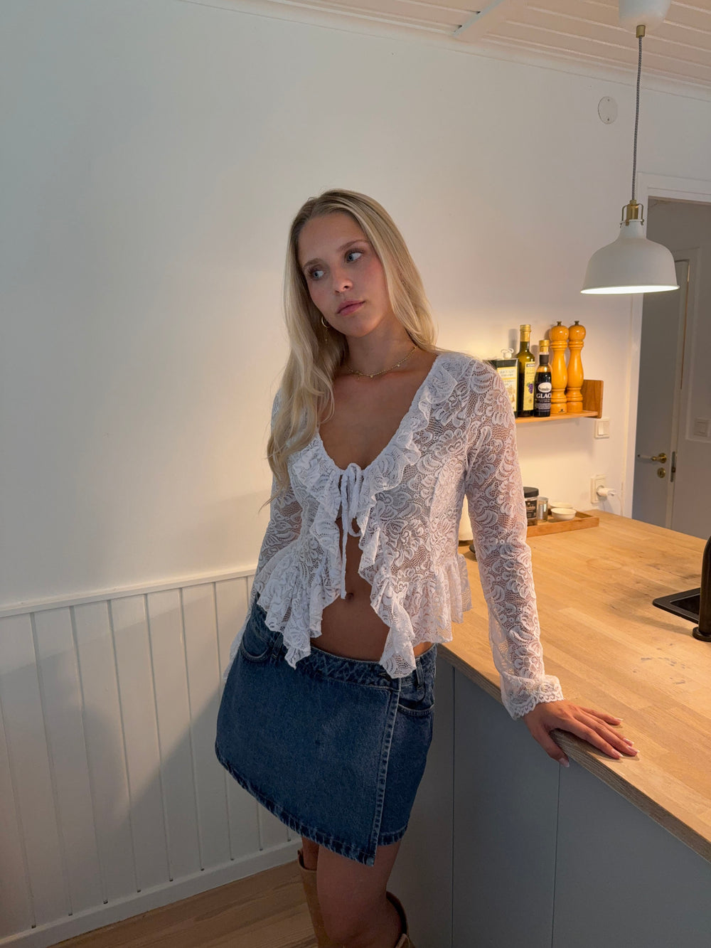 Floria top med blonder - Hvid