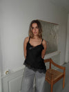 Dixia asymmetrisk top med blonder - Sort