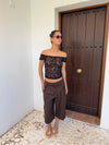 Sula off shoulder top i blonde - Sort