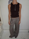 Dilly top med knapper - Brun