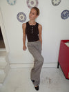 Dilly top med knapper - Brun