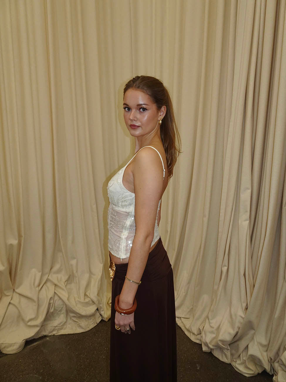 Lelija top med pailletter - Off white