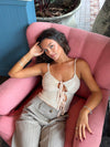 Elvira top med palietter - Beige