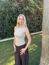 Wendy top med pallietter - Champagne/beige