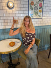 Lily top med polkaprikker - Brun/gul