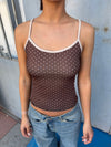 Esmaralda top med polkaprikker - Brun/beige