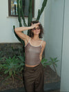 Esmaralda top med polkaprikker - Brun/beige