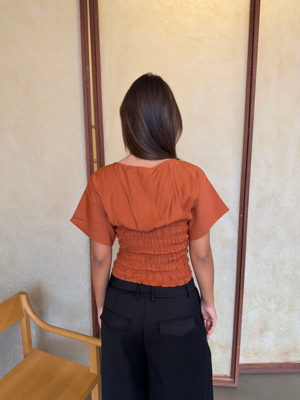 Sina top med smock - Orange