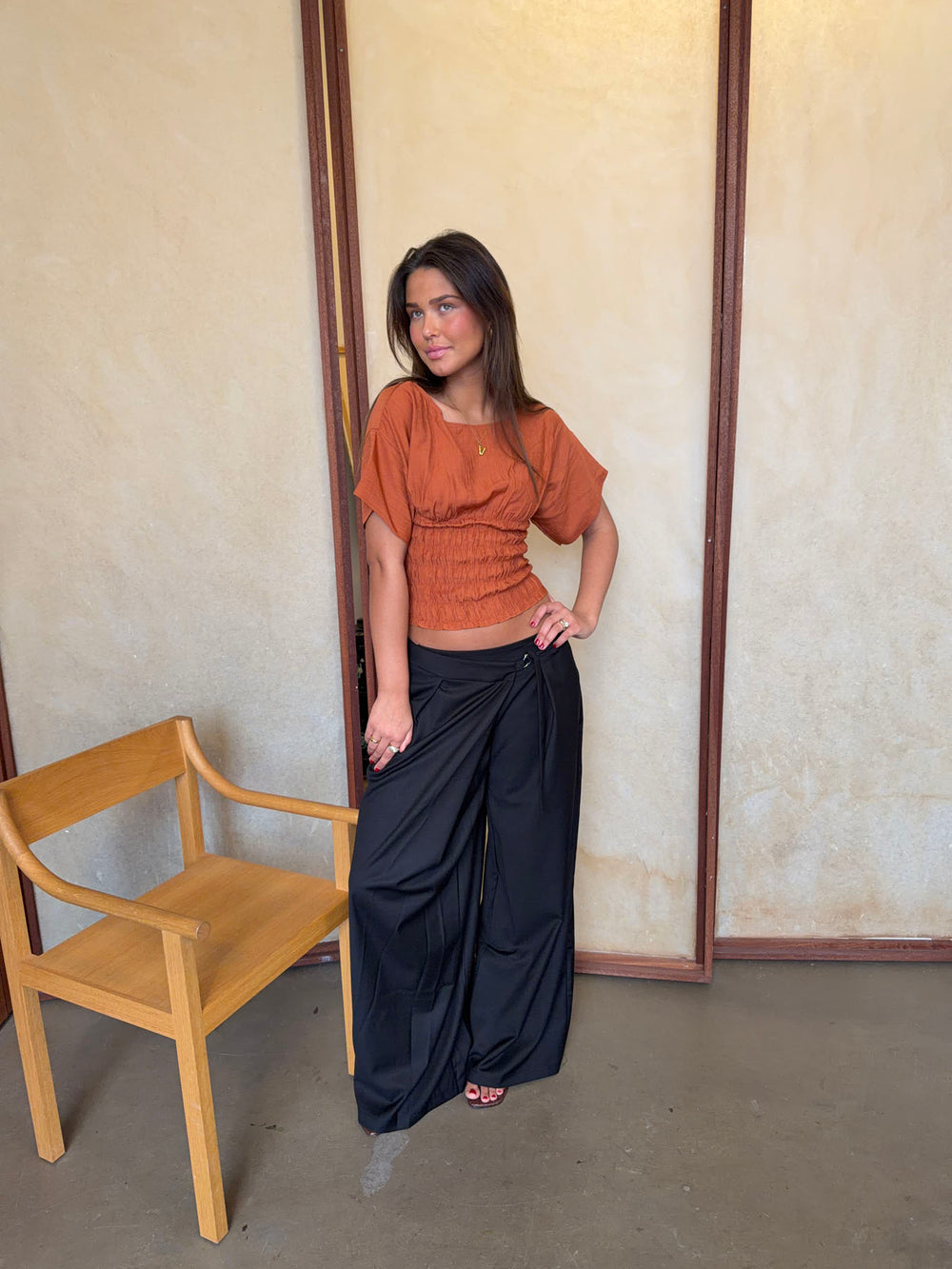 Sina top med smock - Orange