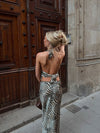 Blancine top med zebraprint - Sort/beige