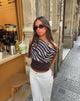 Kimmie top med zebra print - Brun/hvid