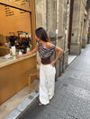 Kimmie top med zebra print - Brun/hvid