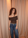 Celora off shoulder top - Brun