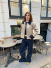 Noami kort jakke med krave - Beige/navy