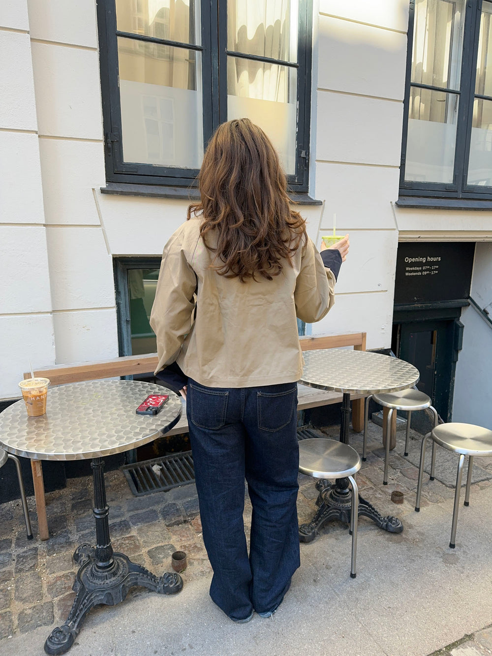 Noami kort jakke med krave - Beige/navy