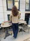 Noami kort jakke med krave - Beige/navy