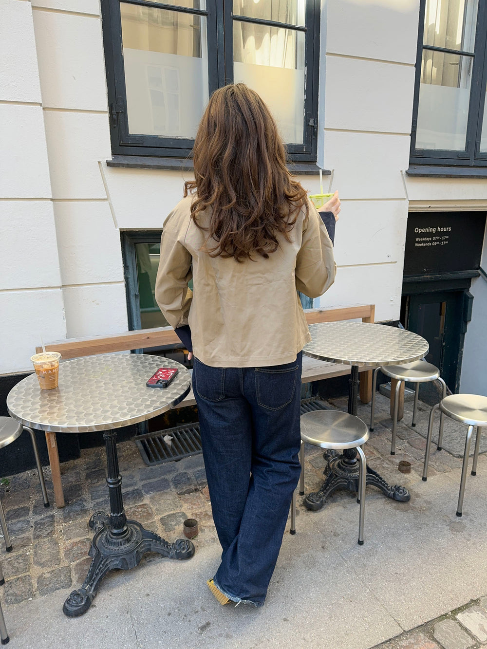 Noami kort jakke med krave - Beige/navy