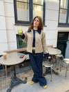 Noami kort jakke med krave - Beige/navy