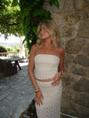 Jimma tubetop med blonde - Hvid/beige