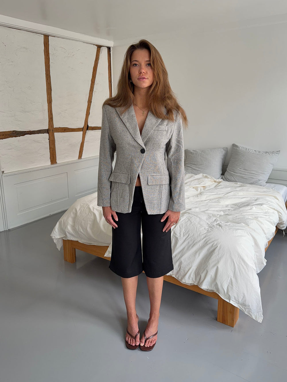 Sienna blazer i uld - Lysegrå